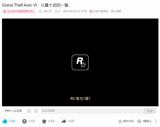争议不断！《GTA6》国内一天百万播放 真的算凉了吗？